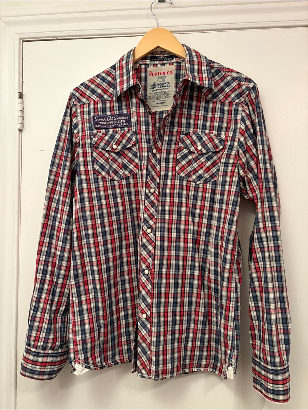 2x The Scotch Co. Men's Red, Blue & White Plaid Button-Down Shirt